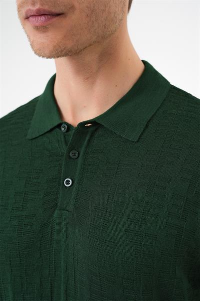 Tr 880 Comfort Fit Polo Yaka Pamuklu Kısa Kol Casuel Yeşil Triko Tişört