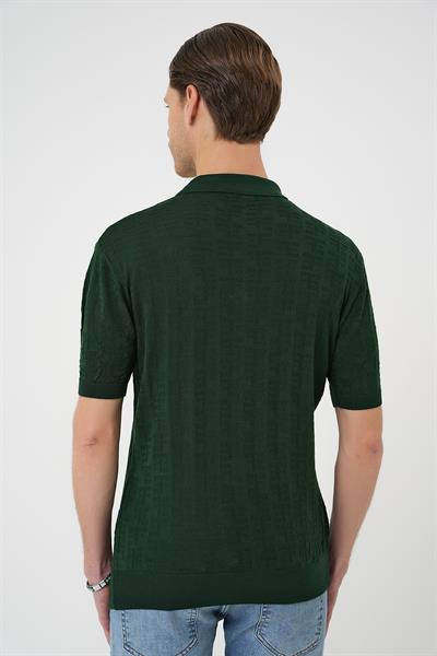 Tr 880 Comfort Fit Polo Yaka Pamuklu Kısa Kol Casuel Yeşil Triko Tişört