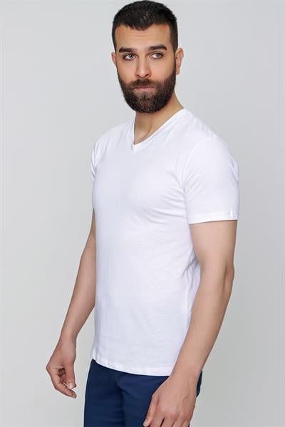 TS 811 Slim Fit Beyaz Spor T-Shirt