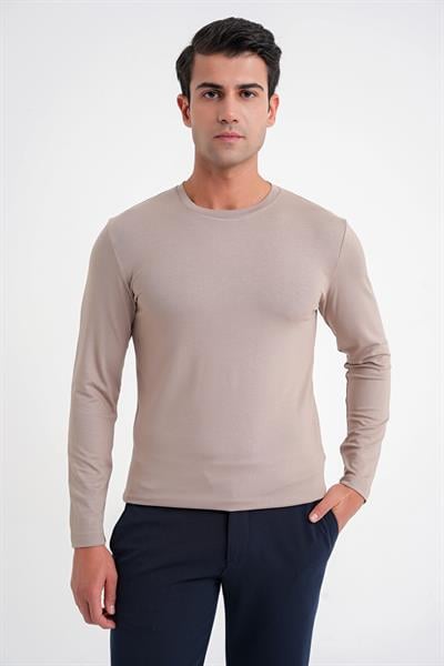 TS 870 T-SHIRT Slim VİZON CASUAL