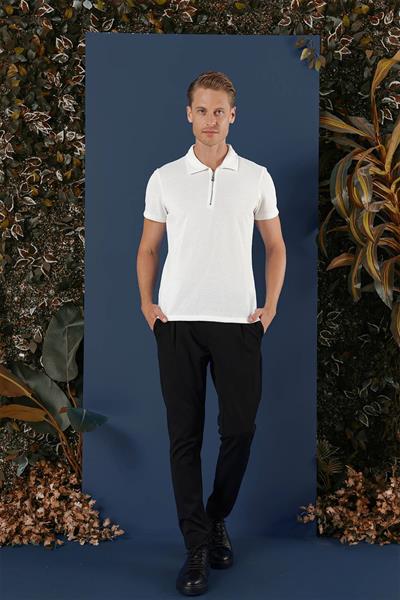 TS 871 Slim Fit Ekru Spor T-Shirt