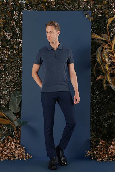 TS 871 Slim Fit İndigo Spor T-Shirt