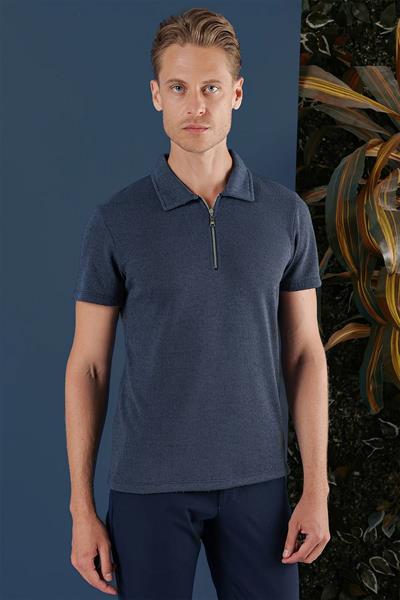 TS 871 Slim Fit İndigo Spor T-Shirt