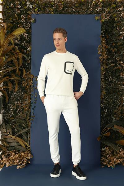 TS 874 Slim Fit Ekru Spor T-Shirt