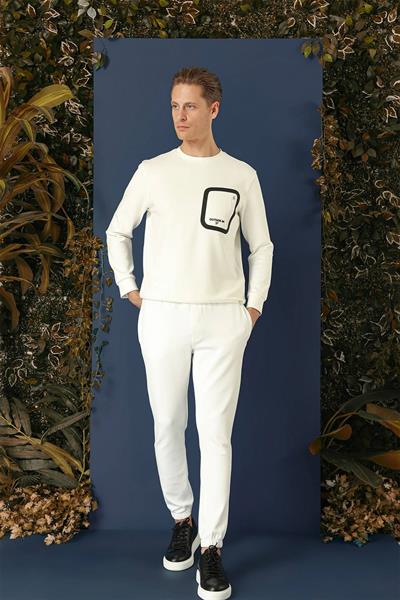 TS 874 Slim Fit Ekru Spor T-Shirt