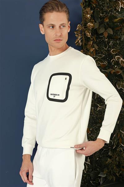 TS 874 Slim Fit Ekru Spor T-Shirt