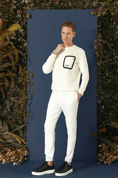 TS 874 Slim Fit Ekru Spor T-Shirt