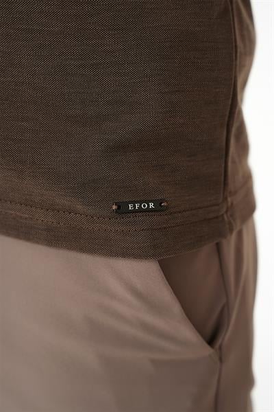 Ts 879 Slim Fit Düğmeli Polo Yaka Pamuklu Koyu Vizon Tişört