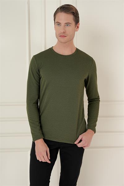 TS 889 Slim Fit Haki Spor T-Shirt