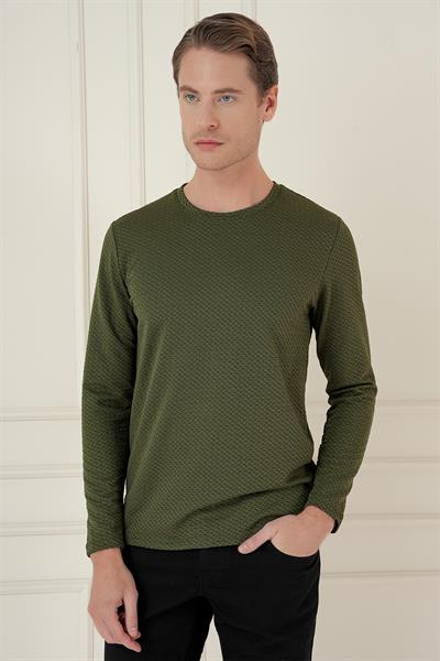 TS 889 Slim Fit Haki Spor T-Shirt
