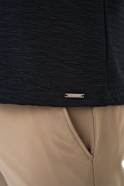 Ts 896 Comfort Fit Bisiklet Yaka Viskon Karışımlı Dokulu Casuel Lacivert Tişört