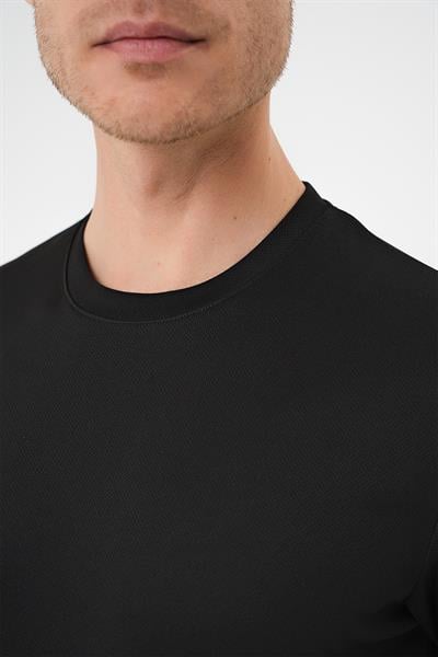 Ts 900 Comfort Fit Bisiklet Yaka Viskon Karışımlı Casuel Siyah Tişört