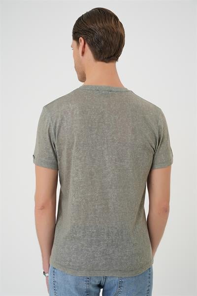 Ts 902 Comfort Fit Bisiklet Yaka Viskon Karışımlı Casual Açık Yeşil Tişört