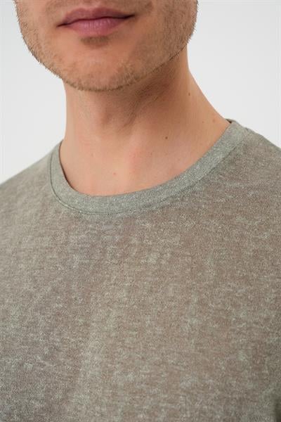 Ts 902 Comfort Fit Bisiklet Yaka Viskon Karışımlı Casual Açık Yeşil Tişört