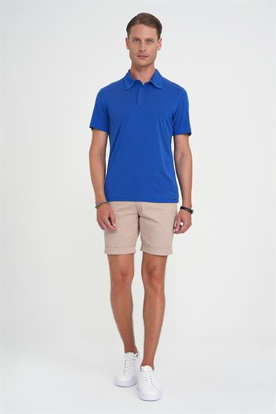 Ts 903 Comfort Fit Polo Yaka Modal Karışım Kısa Kol Casual Koyu Mavi Tişört