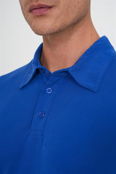 Ts 903 Comfort Fit Polo Yaka Modal Karışım Kısa Kol Casual Koyu Mavi Tişört