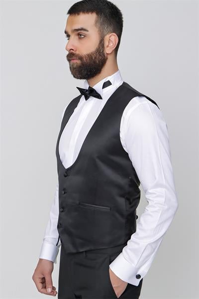 Y 157 Slim Fit Siyah Klasik Yelek