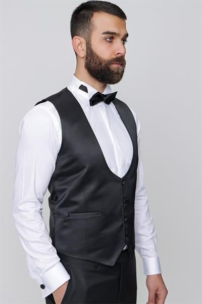 Y 157 Slim Fit Siyah Klasik Yelek
