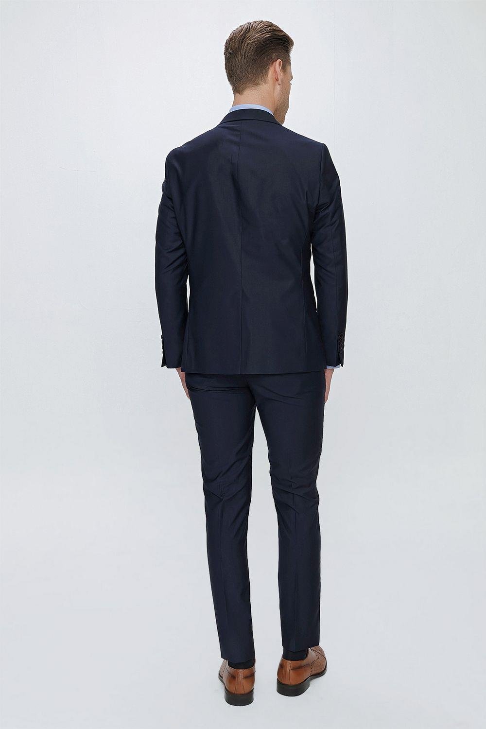 Tk 2021 Slim Fit Klasik Mono Yaka Klasik Lacivert Takım Elbise