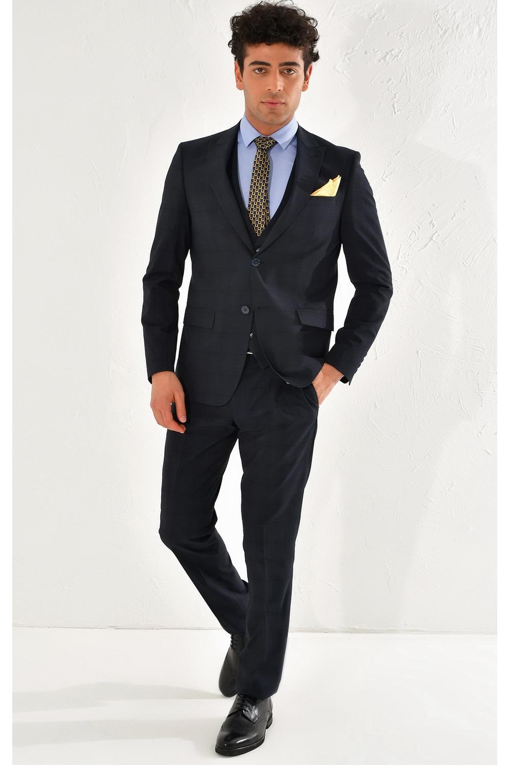TK 783 Slim Fit Lacivert Klasik Takım Elbise