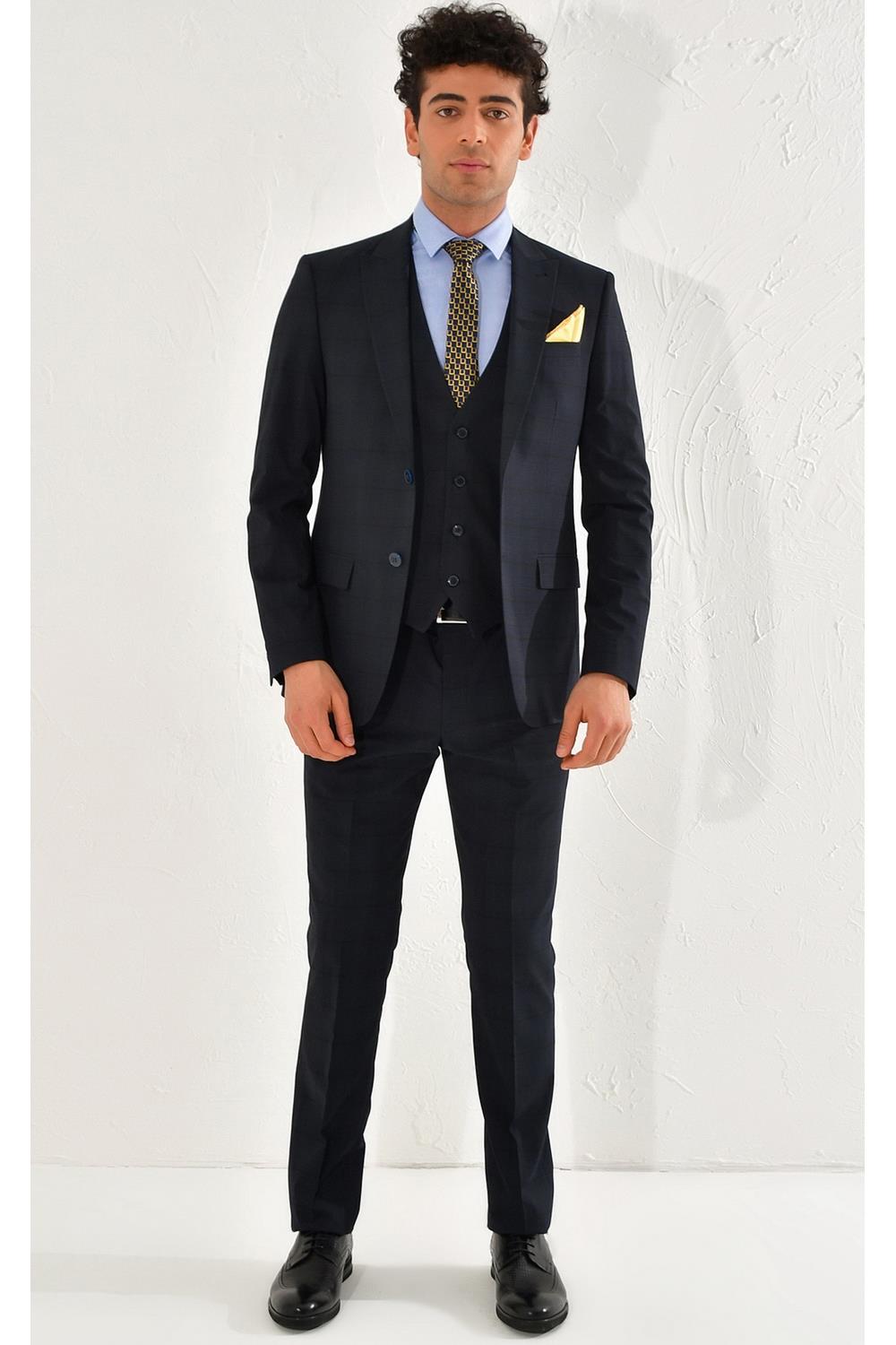 TK 783 Slim Fit Lacivert Klasik Takım Elbise