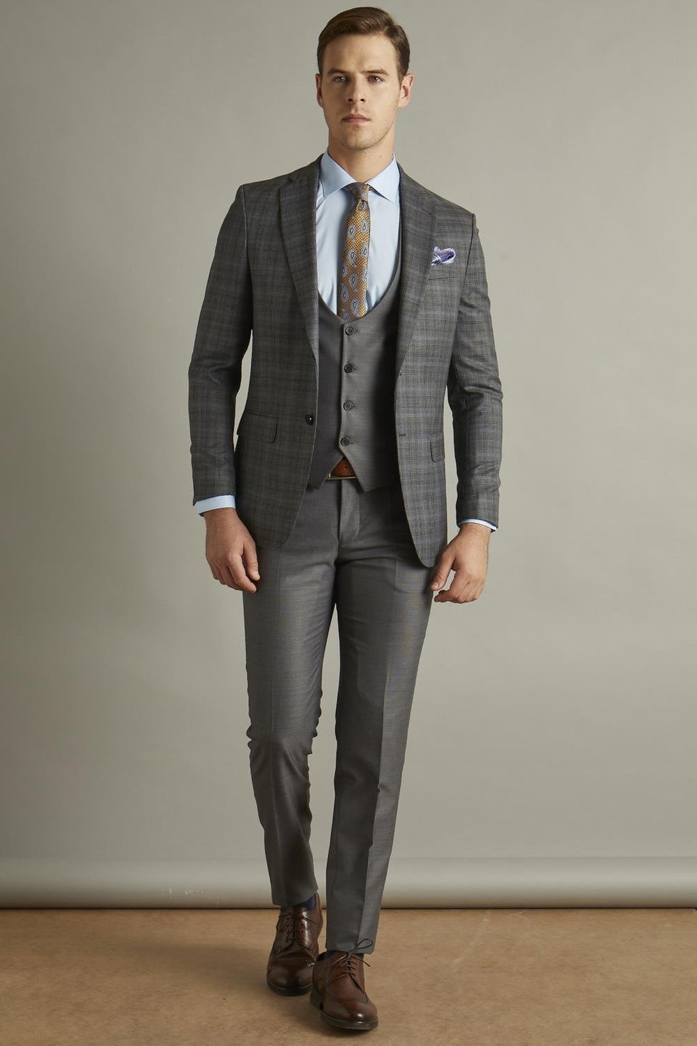 TK 785 Slim Fit Antrasit Klasik Takım Elbise
