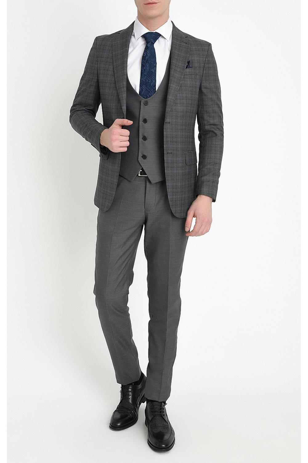 TK 785 Slim Fit Antrasit Klasik Takım Elbise
