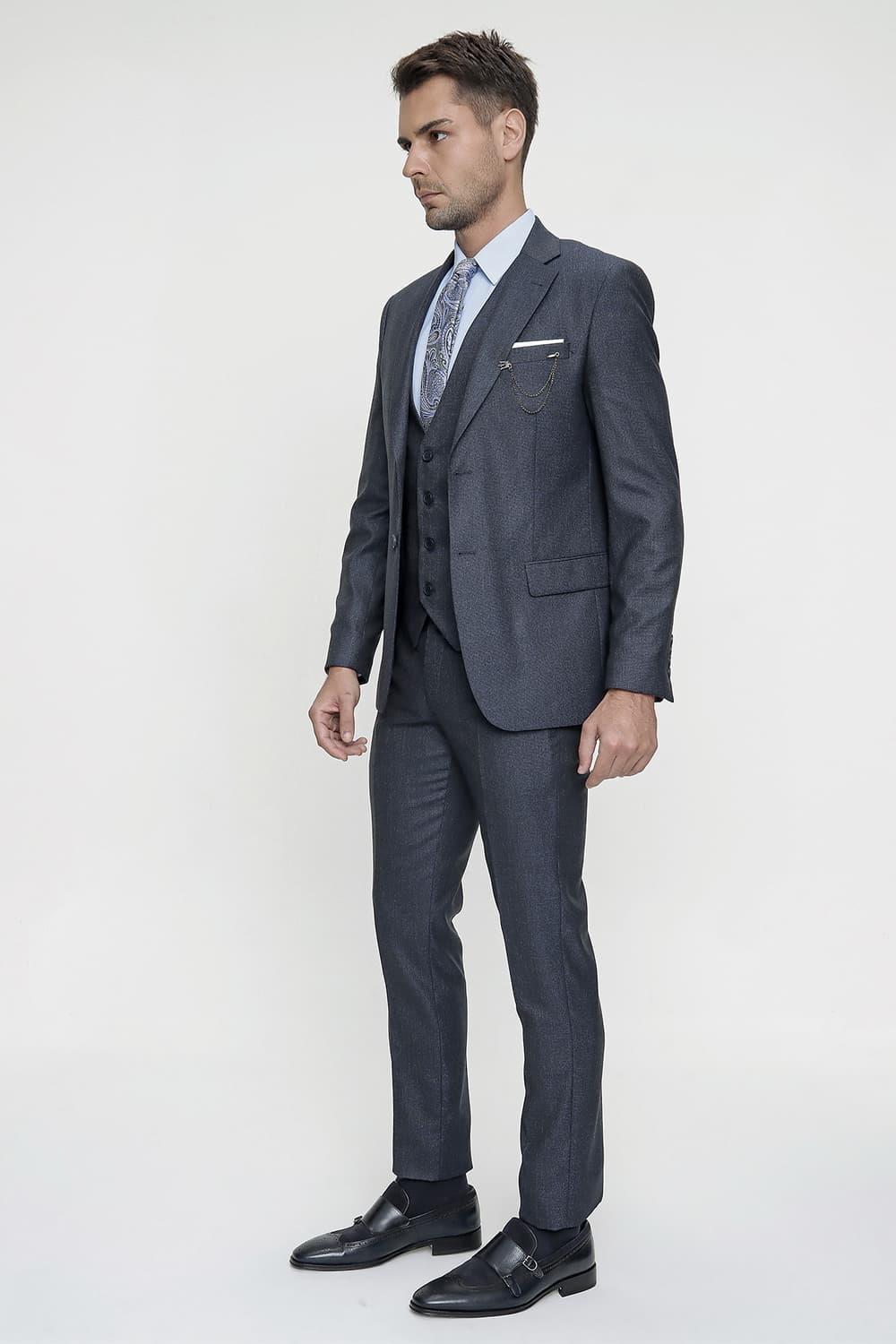 TK 821 Slim Fit Lacivert Klasik Takım Elbise