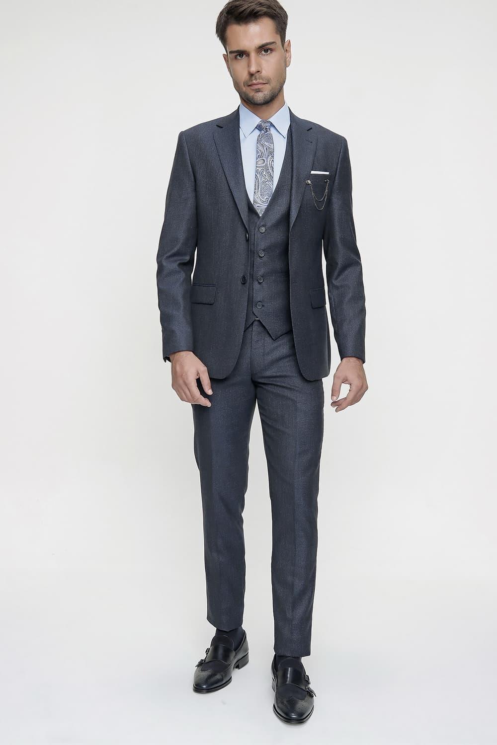 TK 821 Slim Fit Lacivert Klasik Takım Elbise