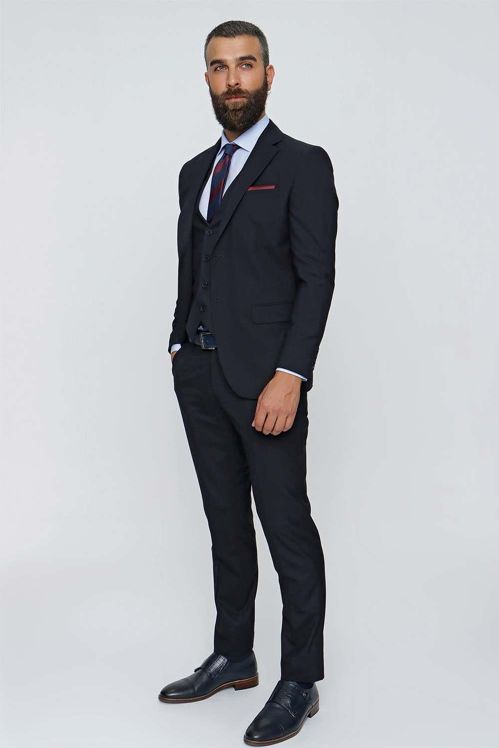 TK 838 Slim Fit Lacivert Spor Takım Elbise