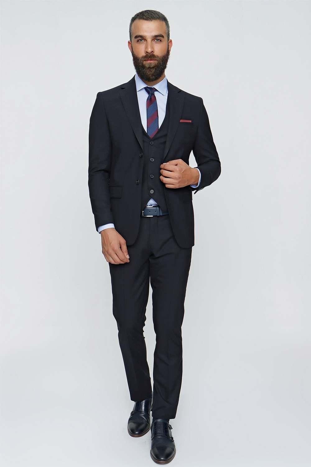 TK 838 Slim Fit Lacivert Spor Takım Elbise
