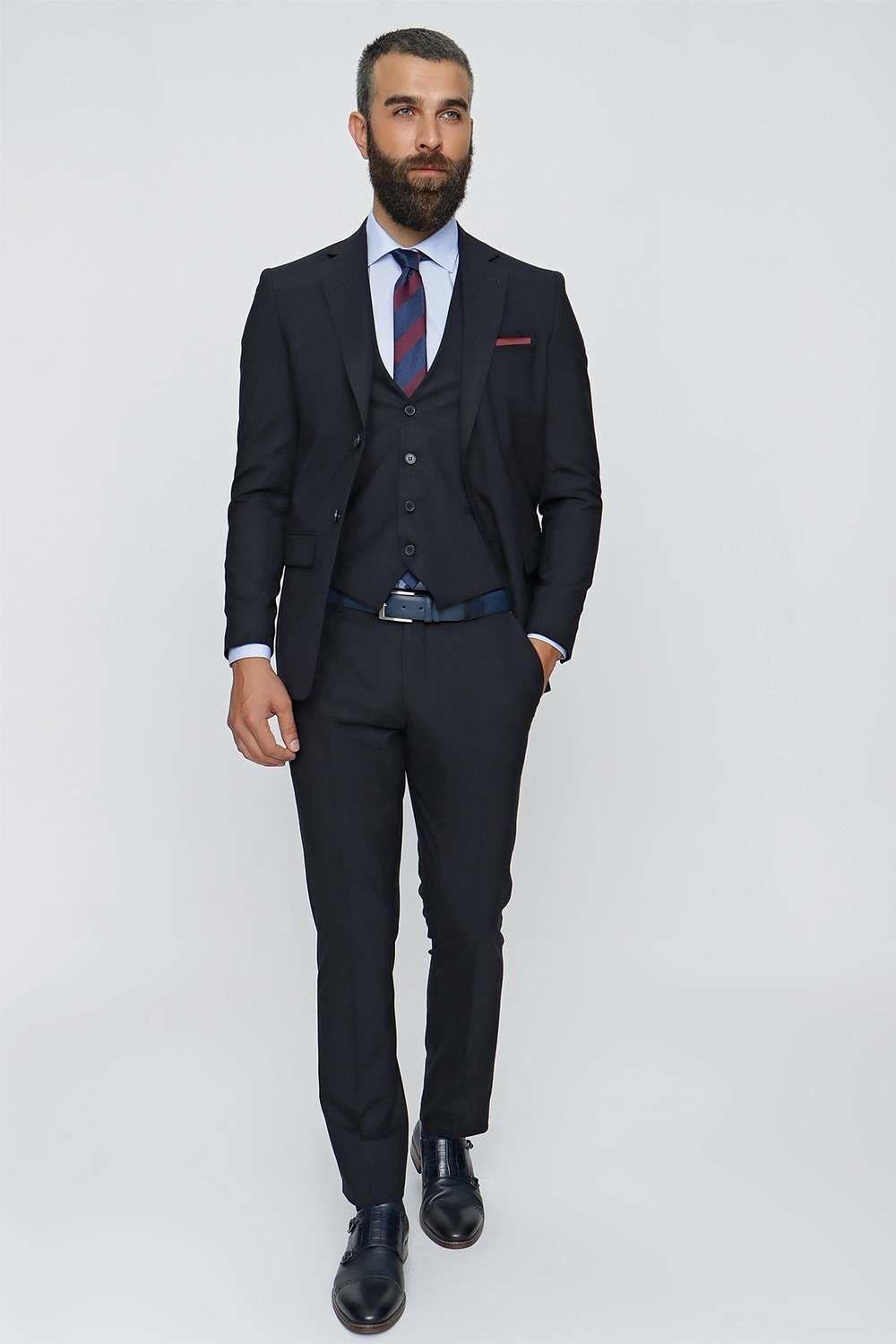 TK 838 Slim Fit Lacivert Spor Takım Elbise