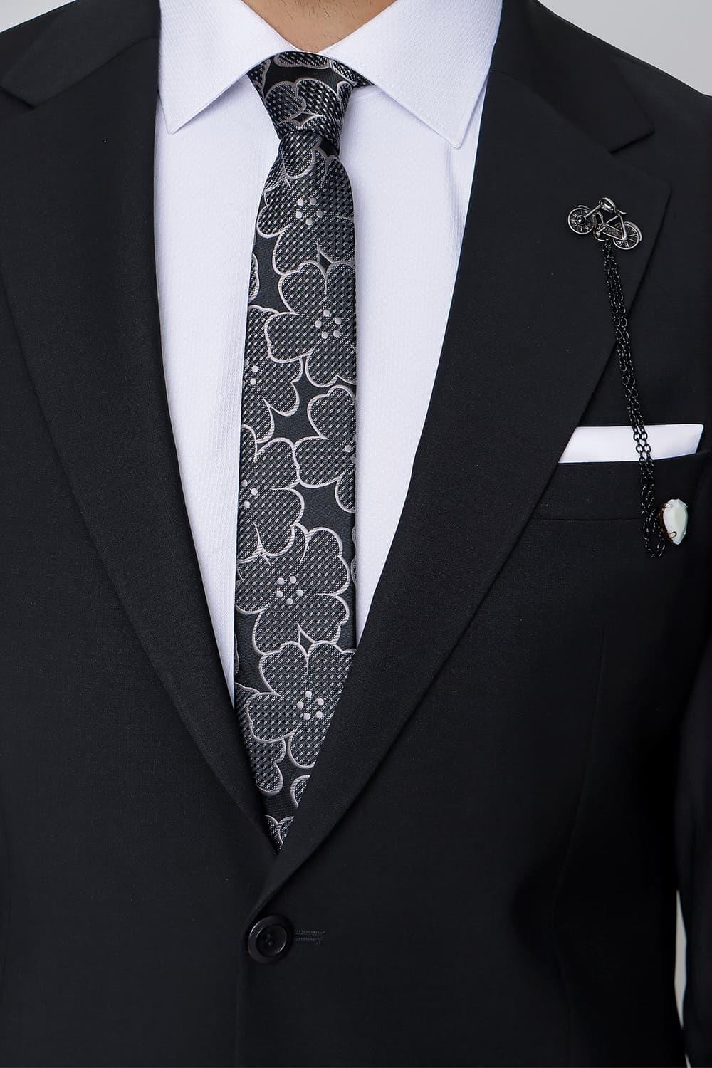 TK 847 Slim Fit Siyah Klasik Takım Elbise