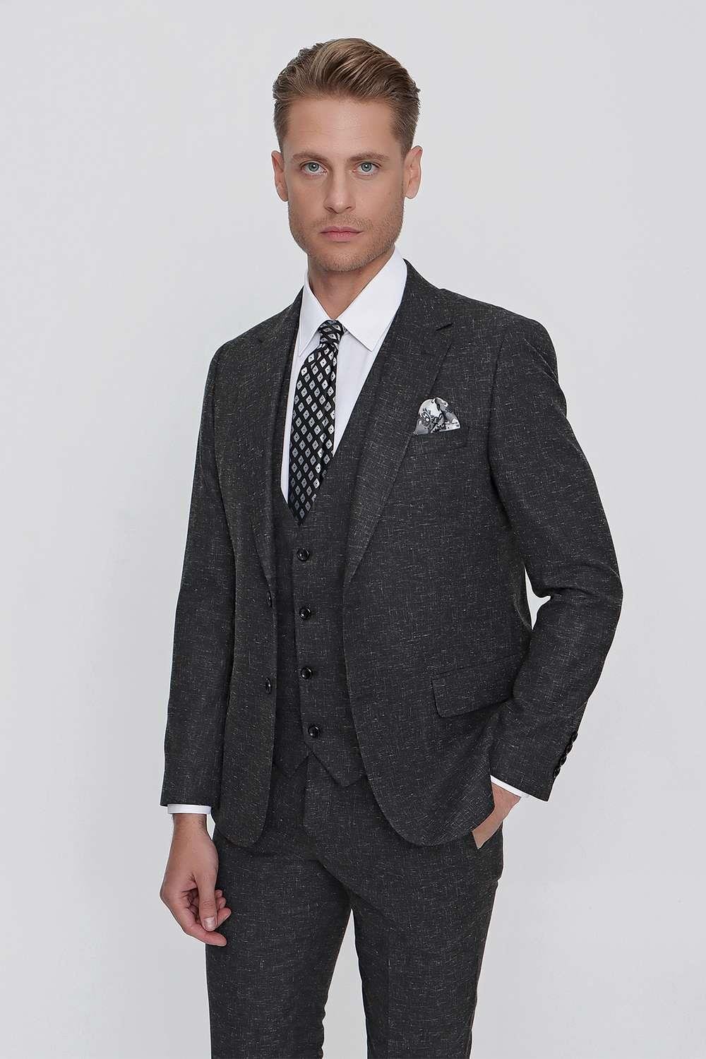 TK 853 Slim Fit Siyah Klasik Takım Elbise