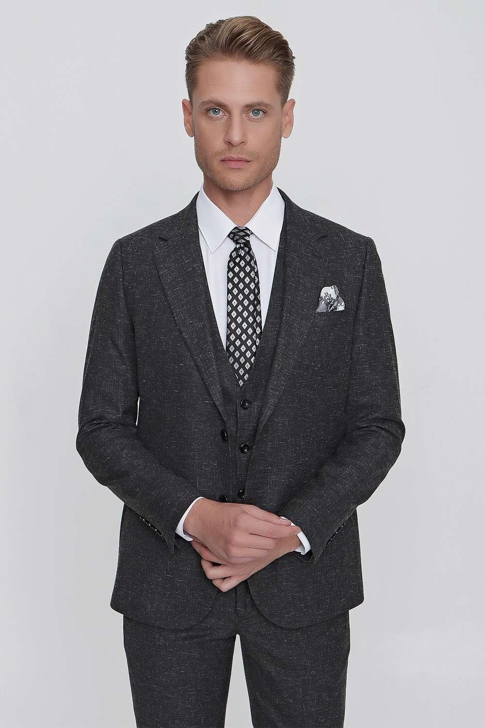 TK 853 Slim Fit Siyah Klasik Takım Elbise