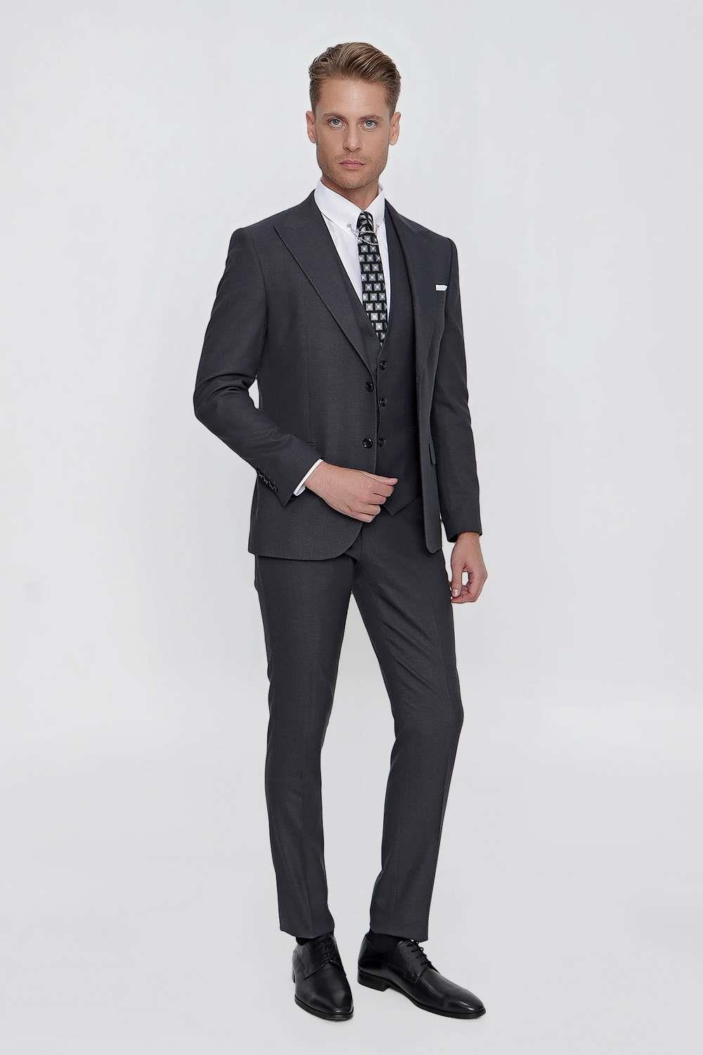 TK 854 Slim Fit Füme Klasik Takım Elbise