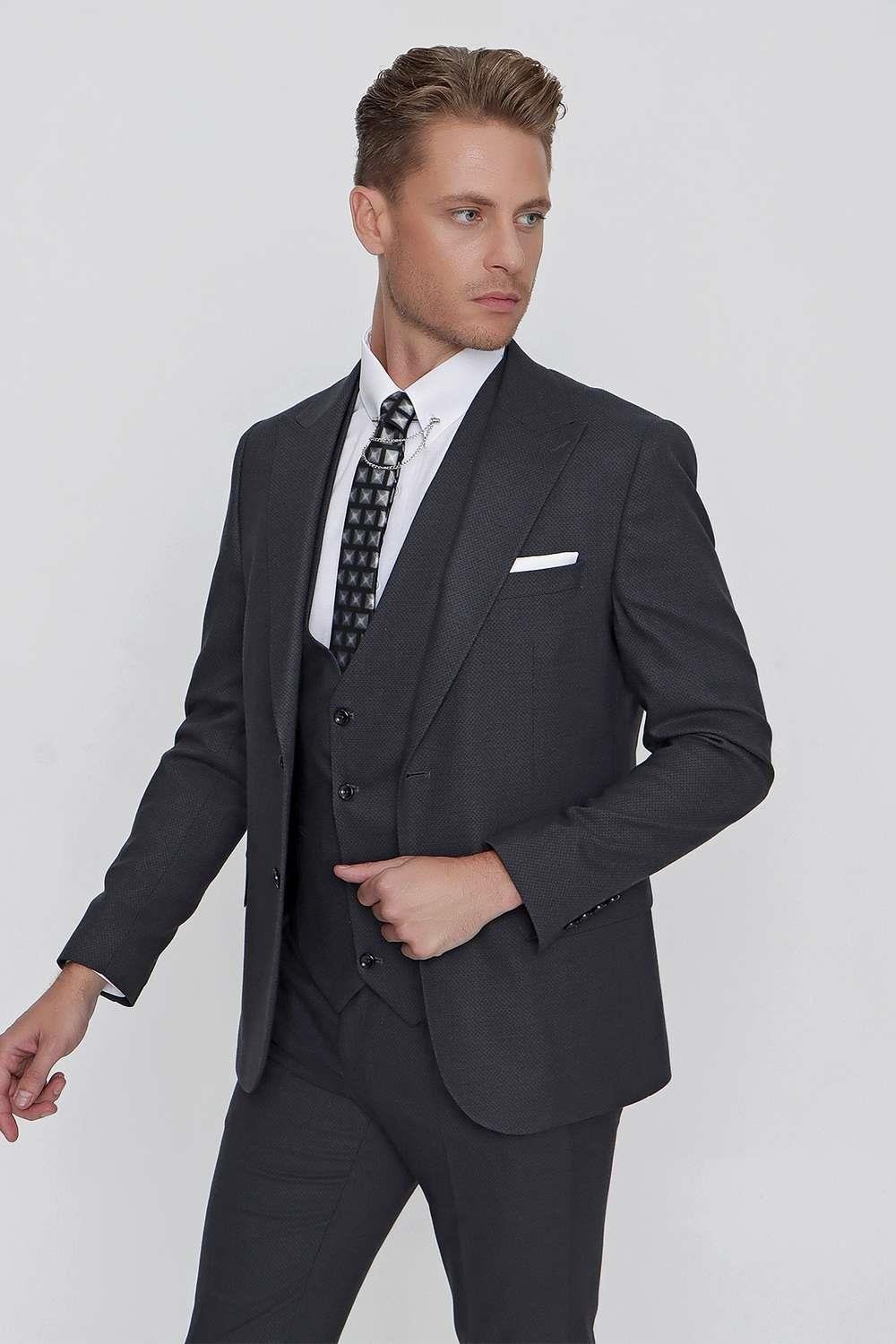 TK 854 Slim Fit Füme Klasik Takım Elbise
