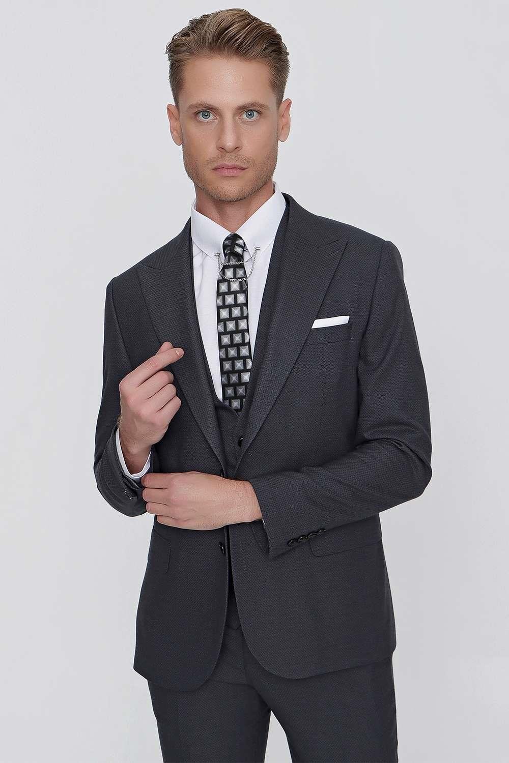TK 854 Slim Fit Füme Klasik Takım Elbise