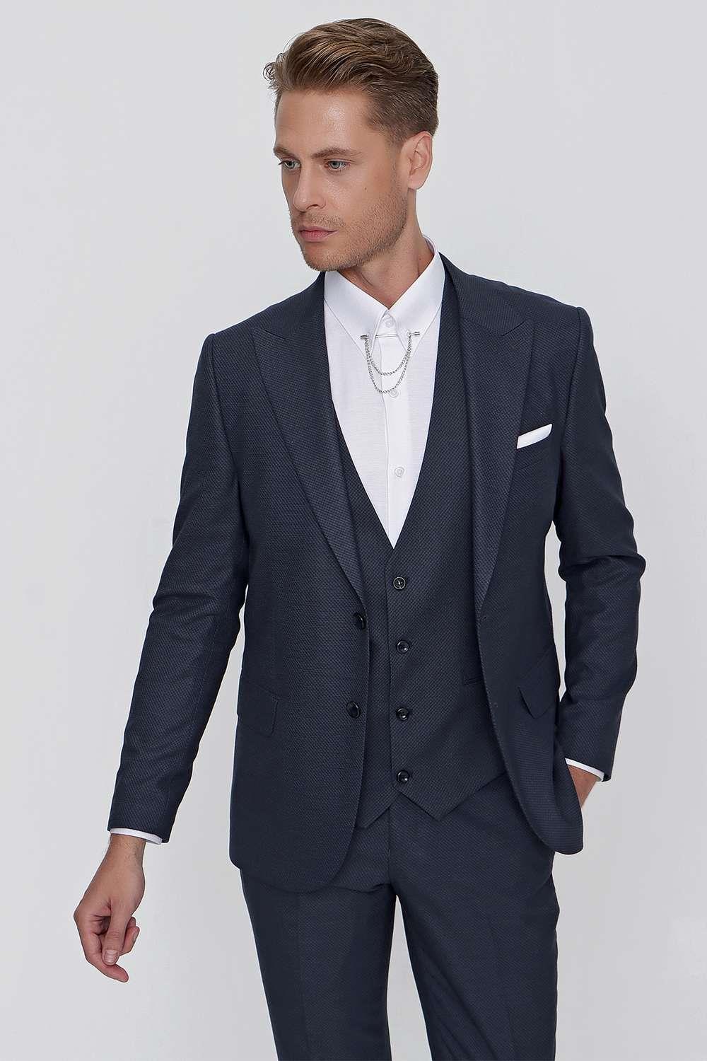 TK 854 Slim Fit Lacivert Klasik Takım Elbise