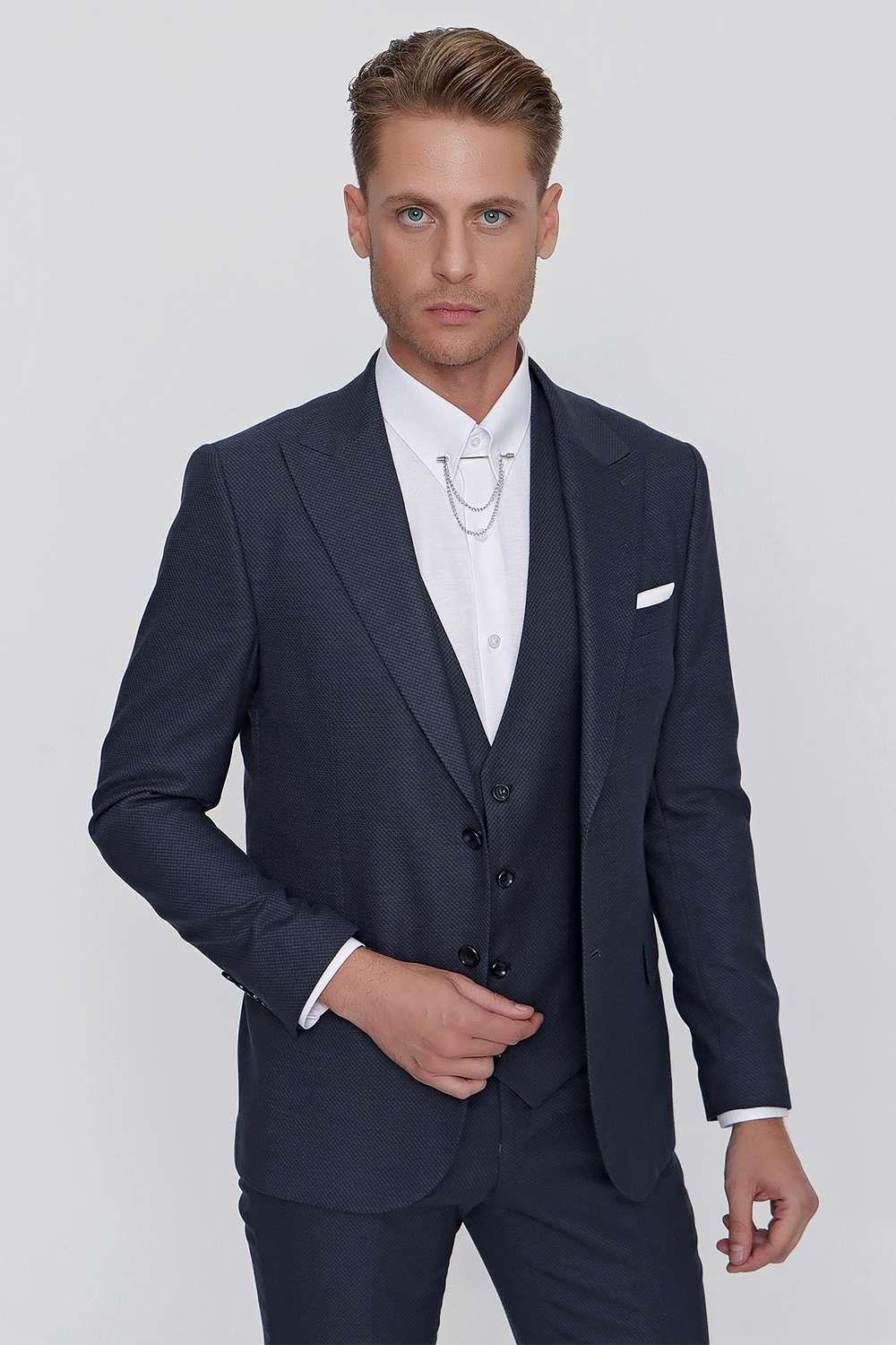 TK 854 Slim Fit Lacivert Klasik Takım Elbise