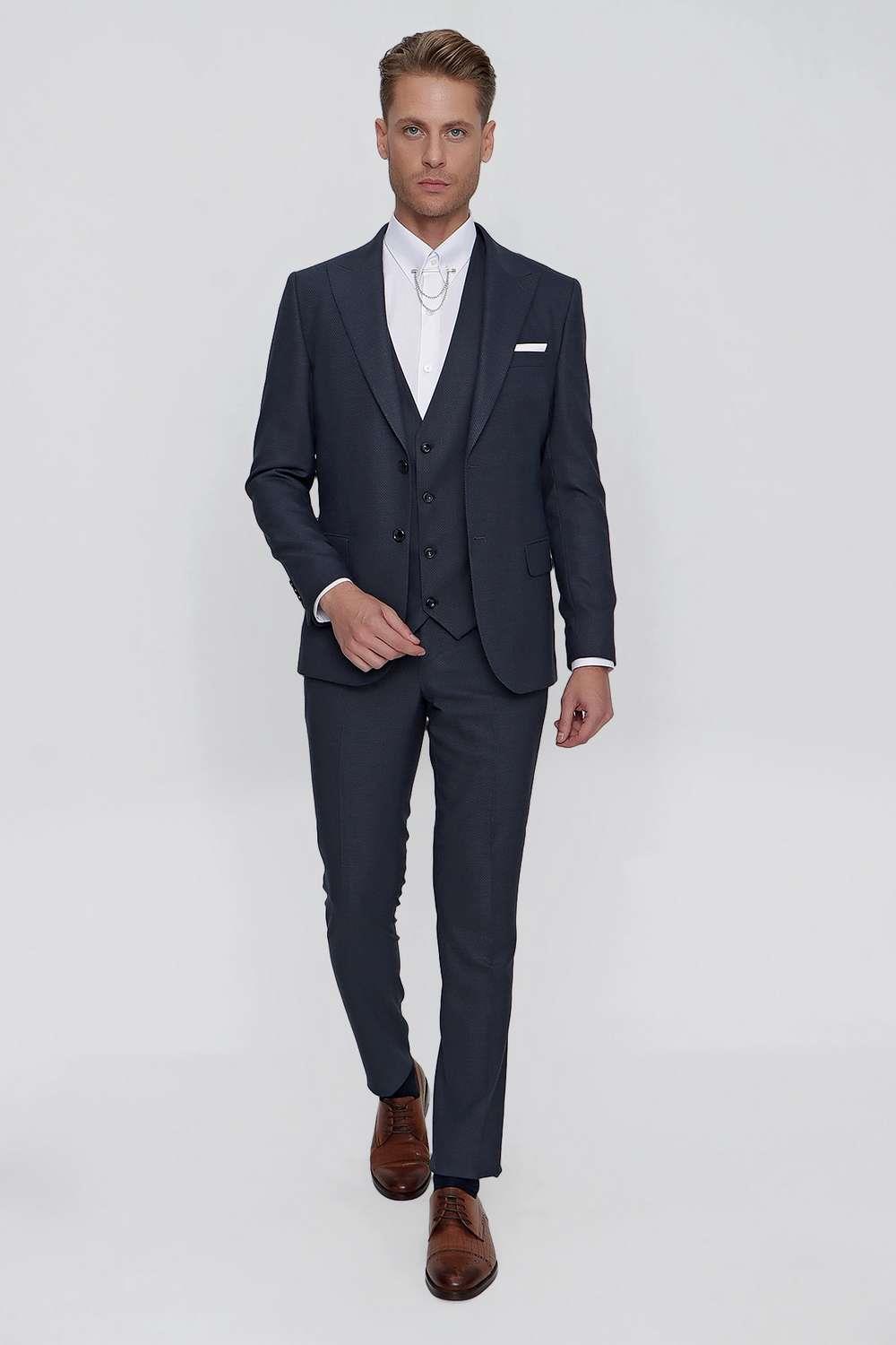 TK 854 Slim Fit Lacivert Klasik Takım Elbise