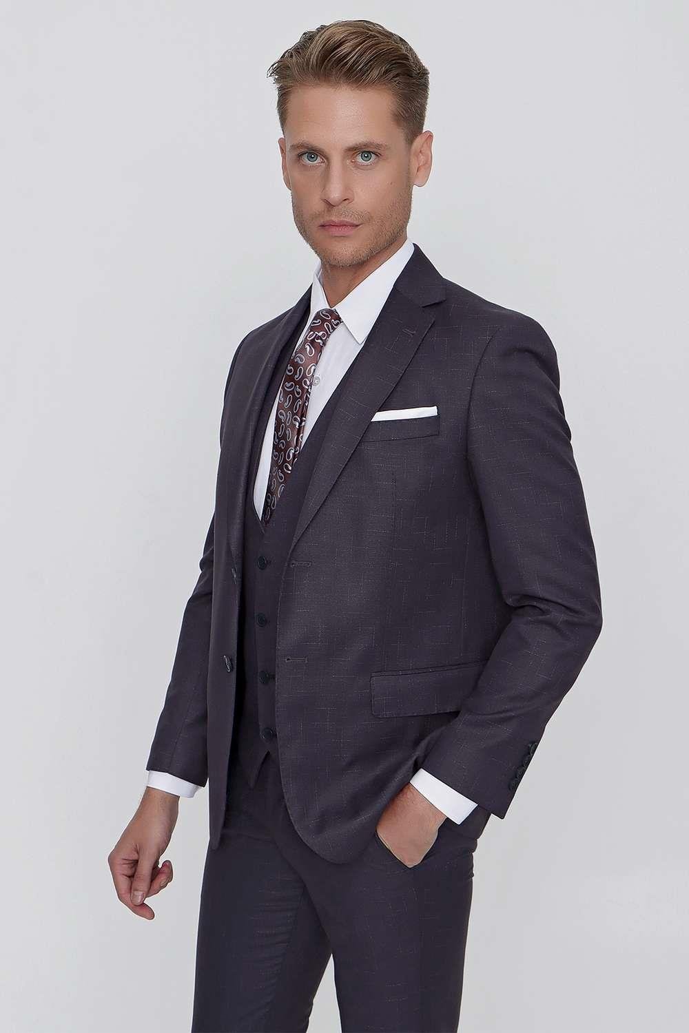 TK 856 Slim Fit Antrasit Klasik Takım Elbise