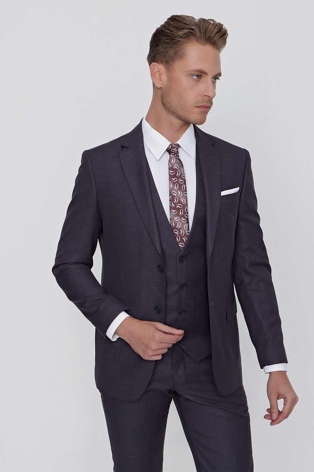 TK 856 Slim Fit Antrasit Klasik Takım Elbise