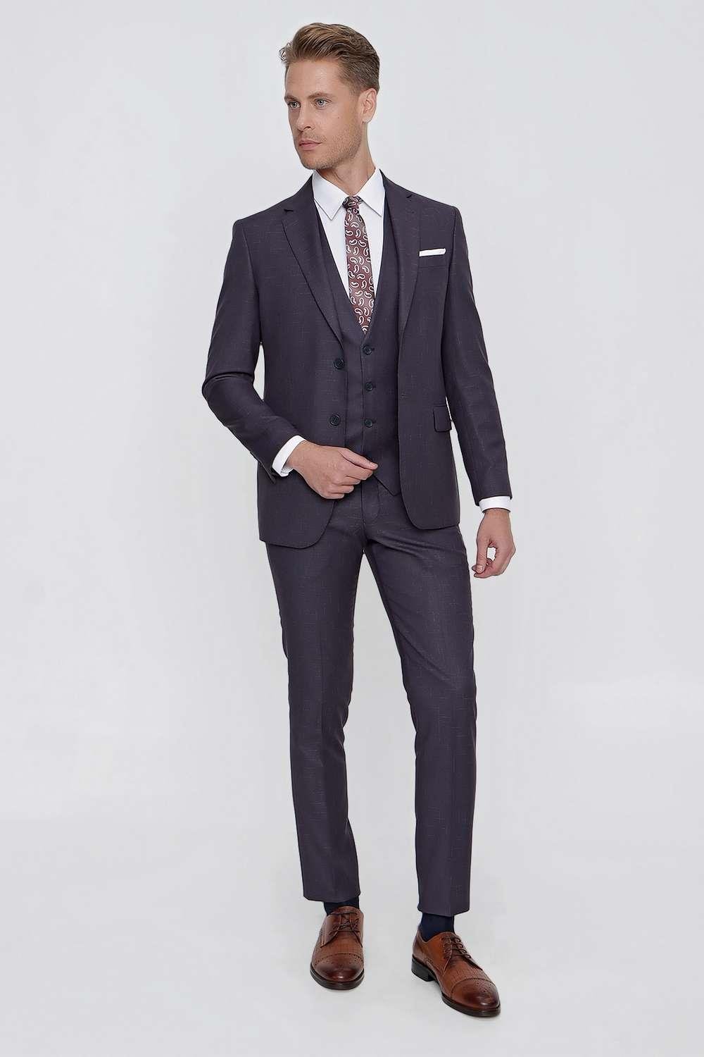 TK 856 Slim Fit Antrasit Klasik Takım Elbise
