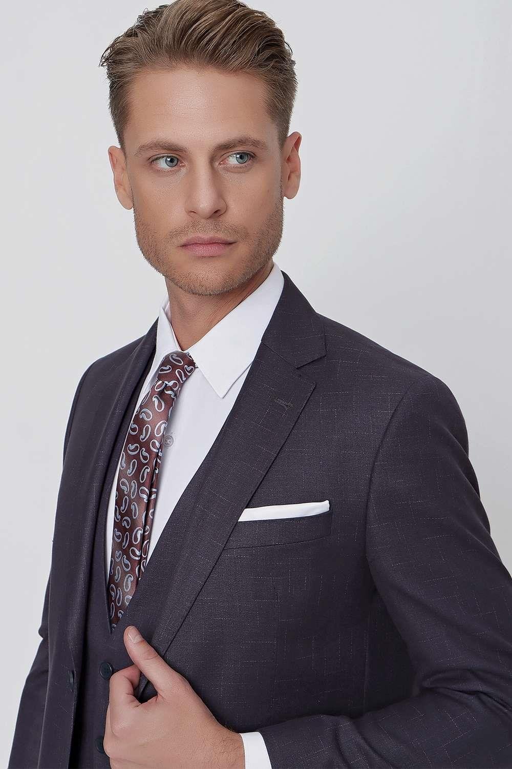 TK 856 Slim Fit Antrasit Klasik Takım Elbise