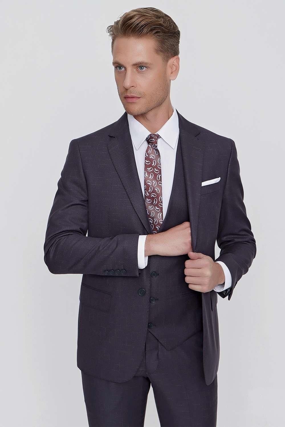 TK 856 Slim Fit Antrasit Klasik Takım Elbise