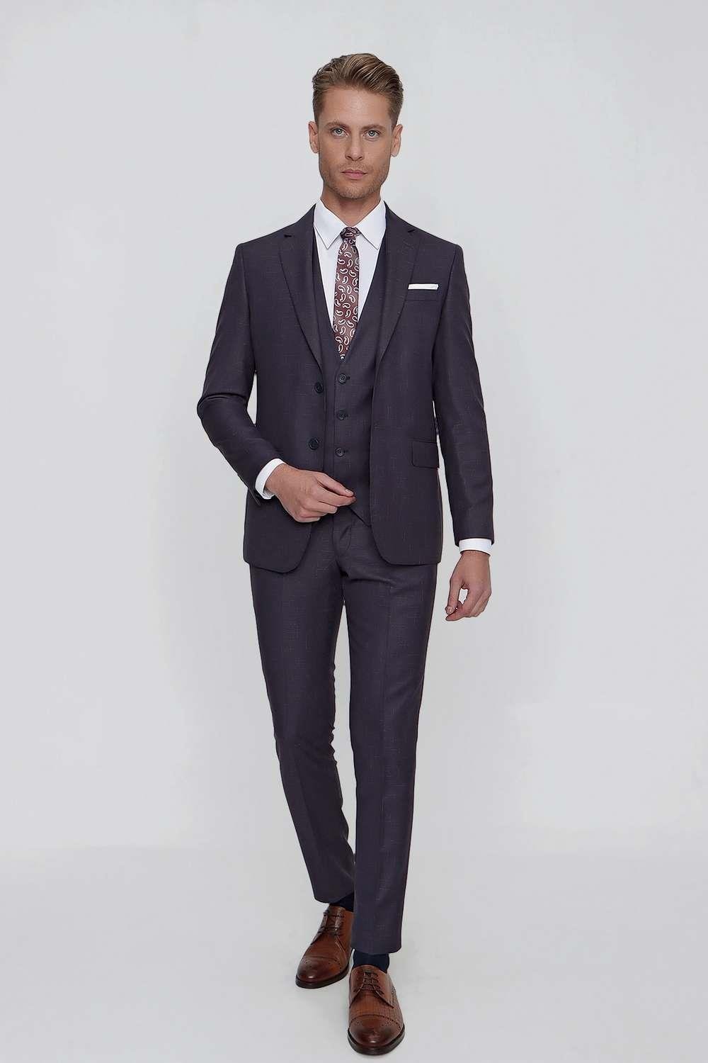 TK 856 Slim Fit Antrasit Klasik Takım Elbise