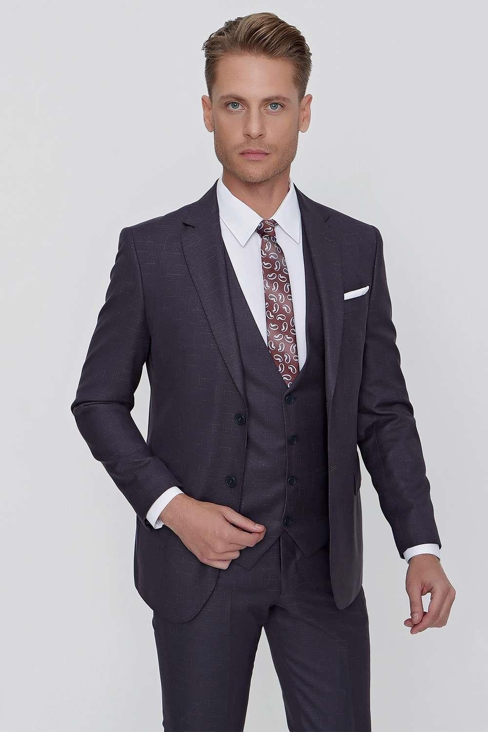 TK 856 Slim Fit Antrasit Klasik Takım Elbise