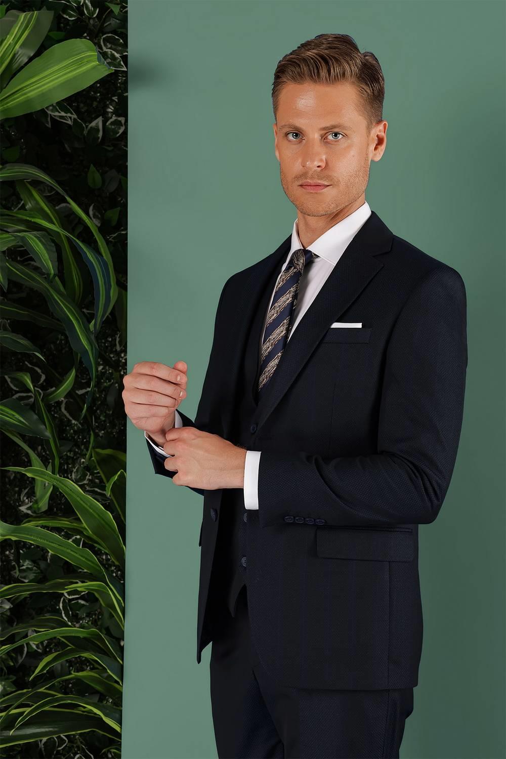 TK 857 Slim Fit Lacivert Klasik Takım Elbise