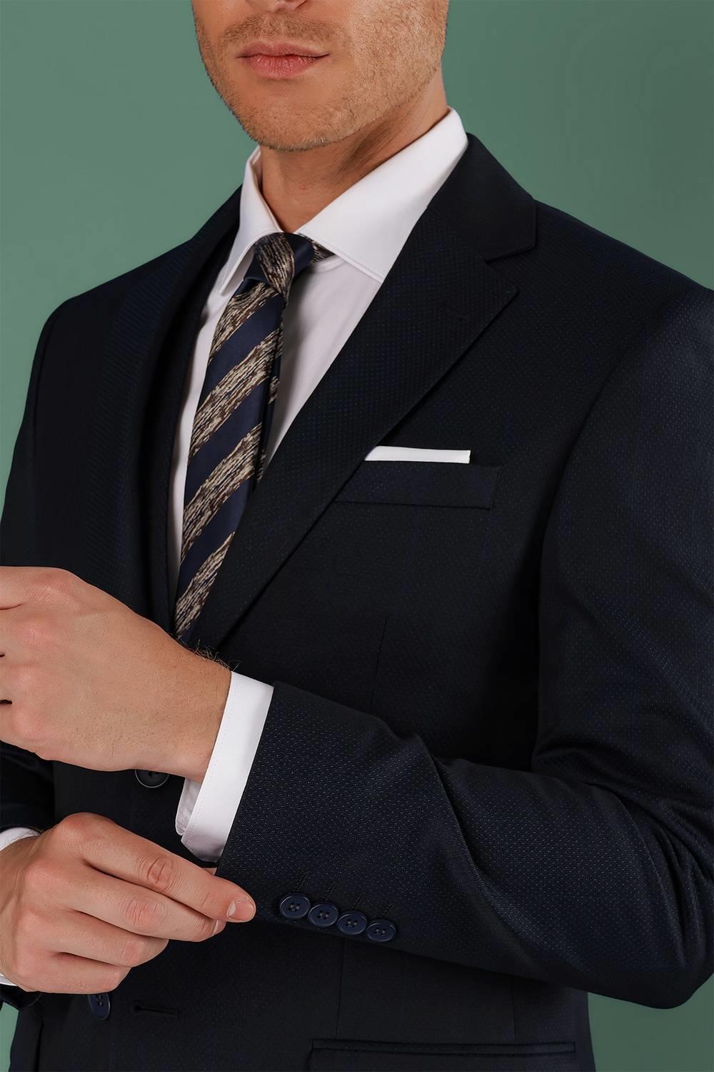TK 857 Slim Fit Lacivert Klasik Takım Elbise
